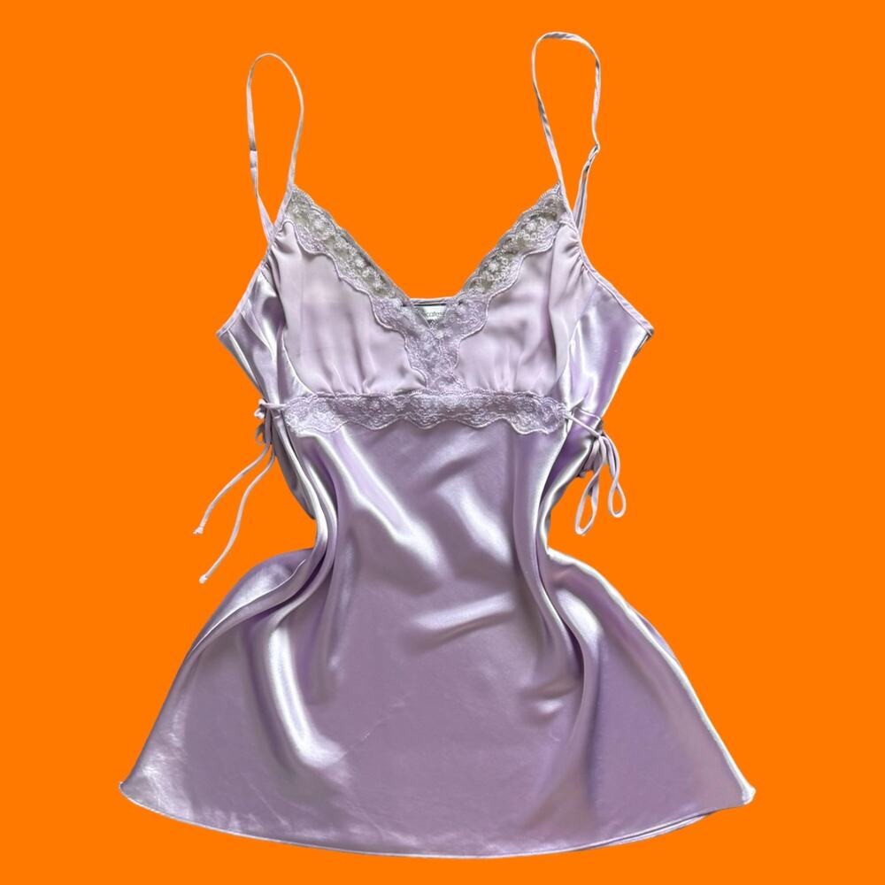 00's vintage lavender satin fairy coquette y2k slip dress LARGE delicates